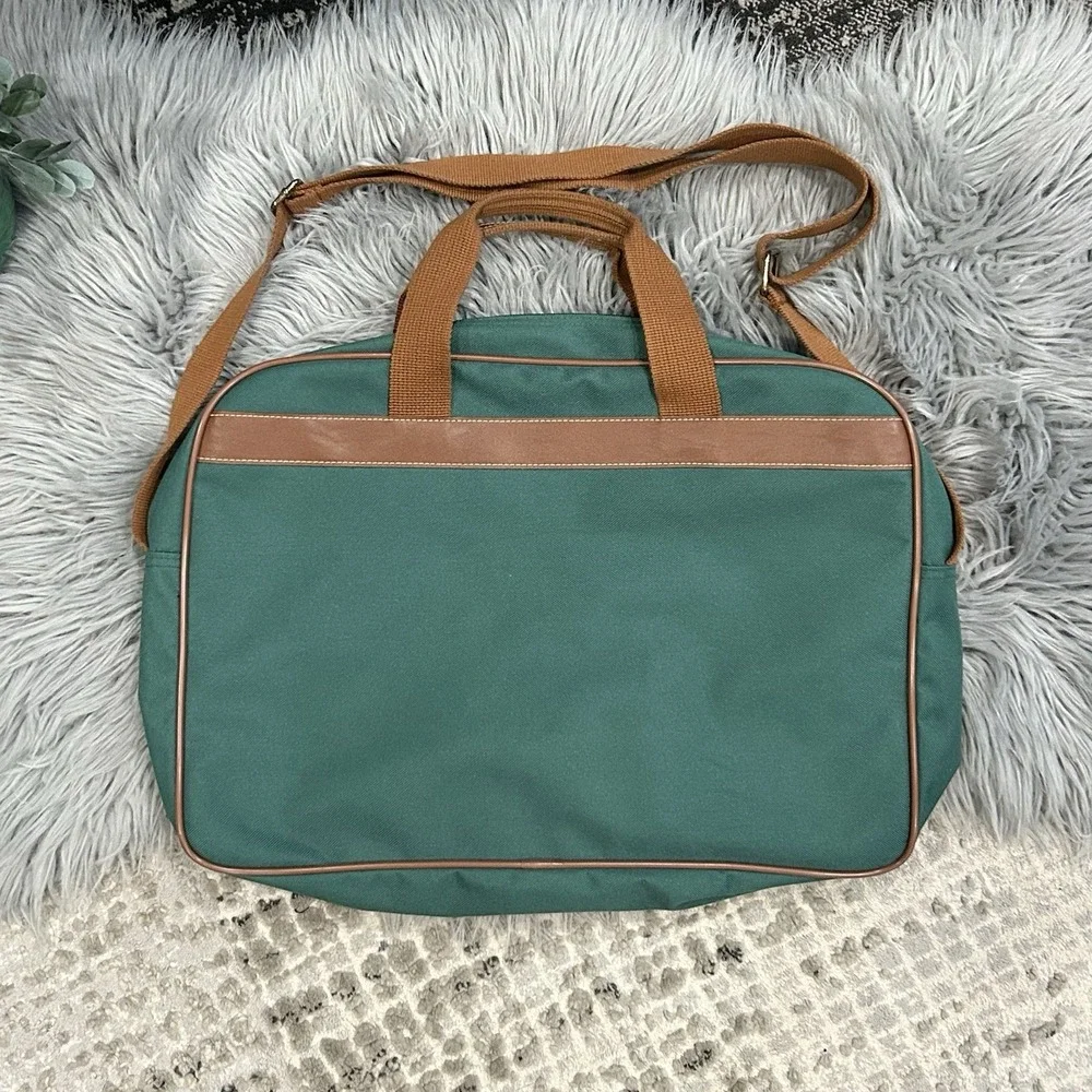 VTG Polo Ralph Lauren‎ Shoulder Laptop Messenger Bag Green Brown Travel
